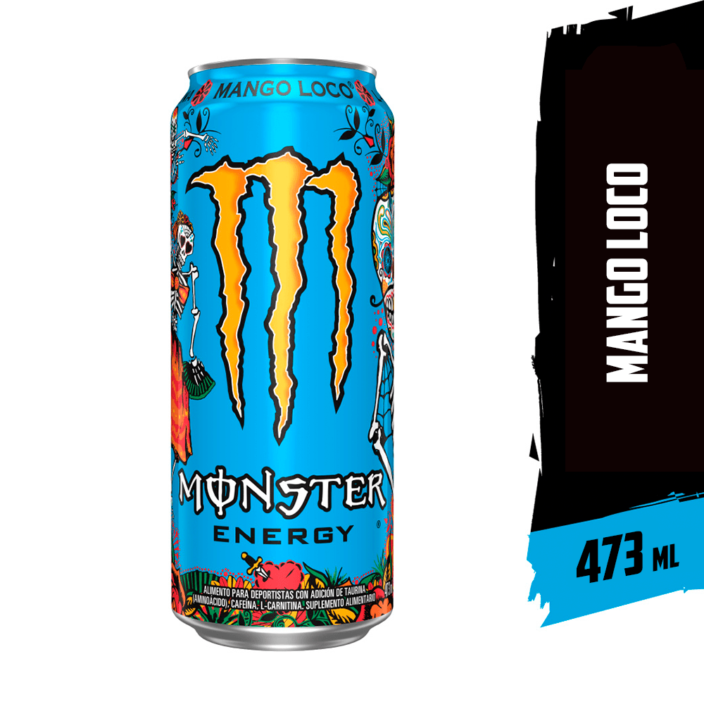 Lata Monster Mango Loco 473 ml, bebida energética sabor mango