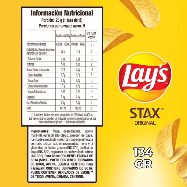 Stax Original 134g Papas Fritas Tarro